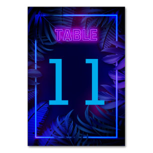 Pink Neon Glow in the Dark Party Table Number