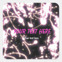 Pink neon glow stick party sticker label