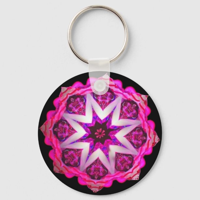 Pink Neon Kaleido-Star Key Ring (Front)