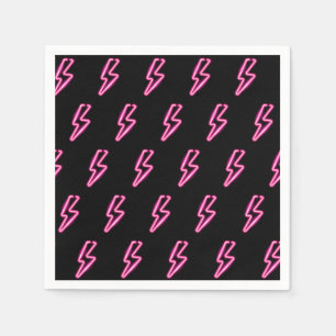 Pink Neon Lightning Bolt Pattern Napkin