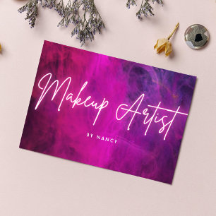 Pink Neon Makeup Artist Business Card