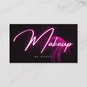 Pink neon makeup script typography business card