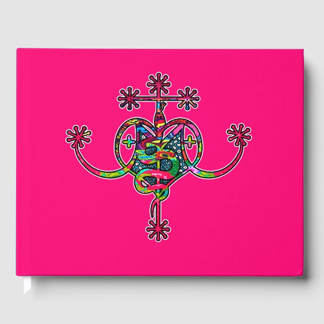 Pink Neon Marie Laveau Veve Sigil  Guest Book (Front)