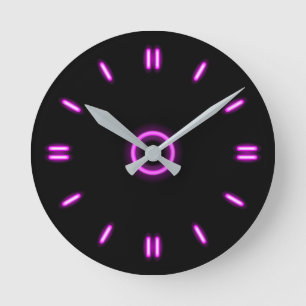 Pink Neon Round Clock