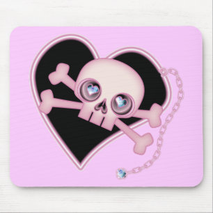 Pink Neon Skull Mouse Pad