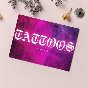 Pink Neon Tattoo Artist Business Card