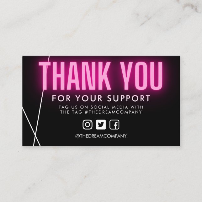 Pink Neon Thank You Logo Media Insert (Front)
