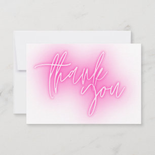 Pink Neon Thank You Trendy Card