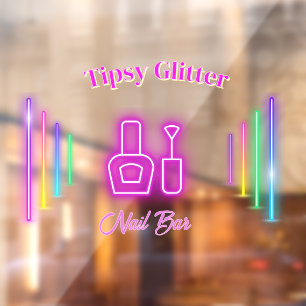 Pink Neon Trendy Glow-Inspired Nail Studio Bar 