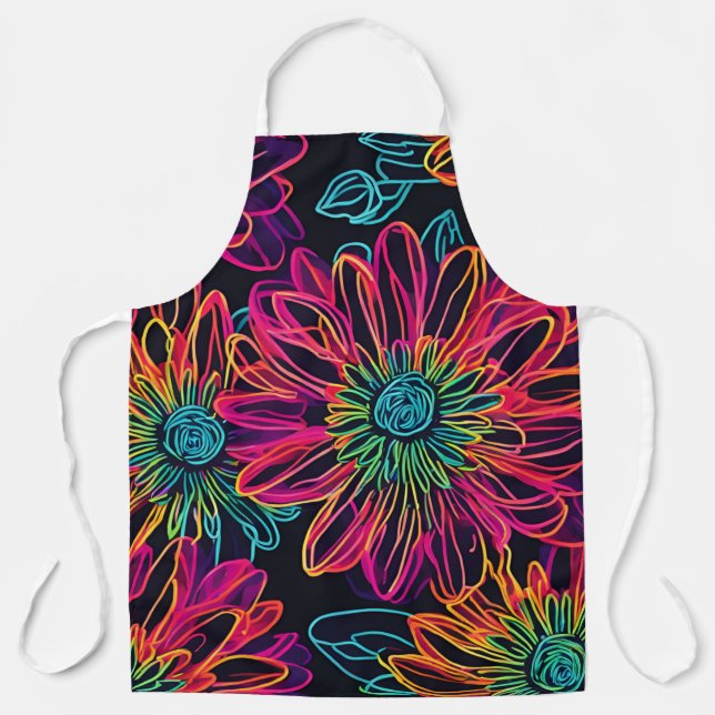 Pink Neon Wildflowers Apron (Front)