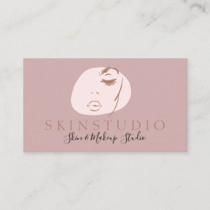 Pink Neutral Aesthetic Tone Face Beauty Skin Business Card