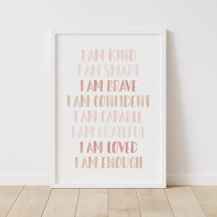 Pink Neutral Affirmations for Kids Nursery Decor