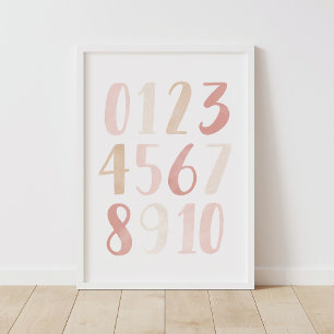 Pink Neutral Numbers Girl Nursery Decor