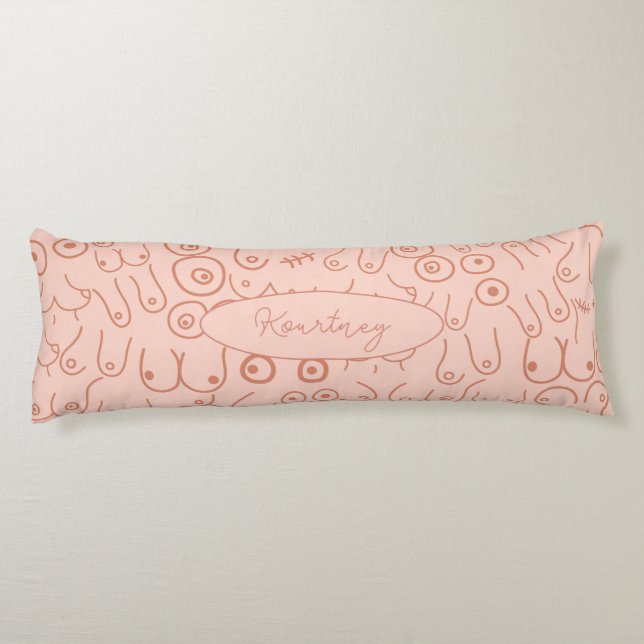Pink neutral scandinavian pattern body cushion (Back)
