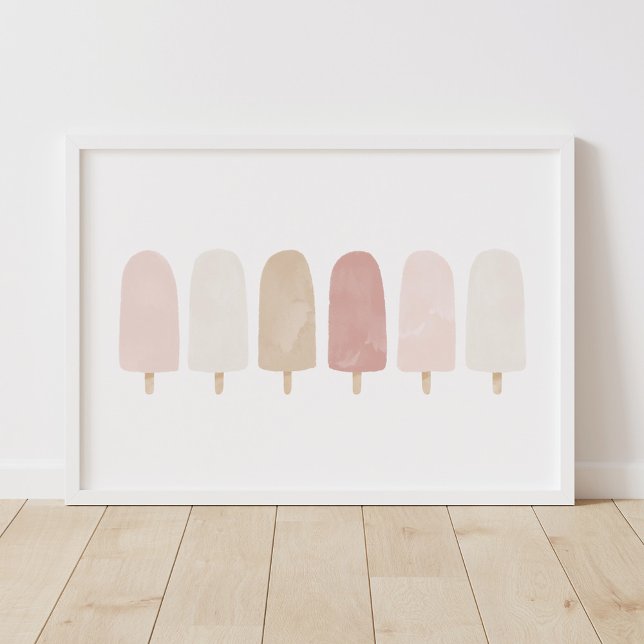 Pink Neutral Watercolor Popsicle Girls Room Poster (Creator Uploaded)