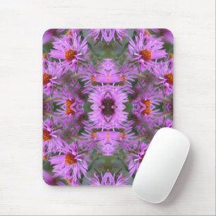 Pink New England Aster Flowers Abstract Mouse Pad