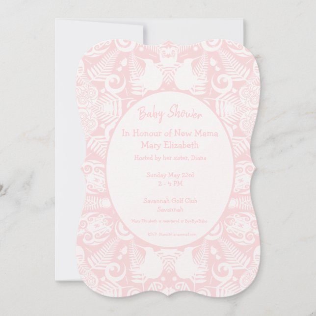 Pink New Zealand Tribal Designs Baby Shower Invitation (Front)