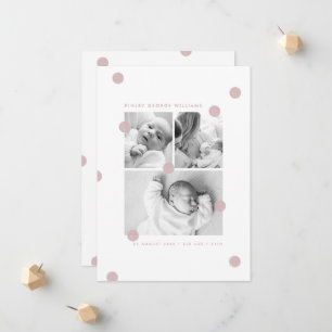 Pink Newborn Photo Collage Birth Announcement