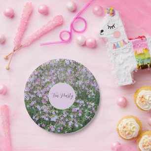 Pink Nicotiana Floral Tea Party Paper Plate