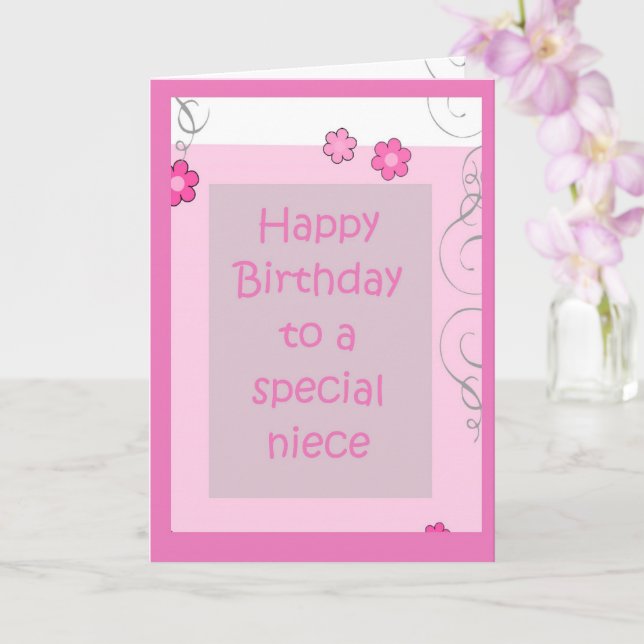 Pink Niece Daisy Birthday Card (Orchid)