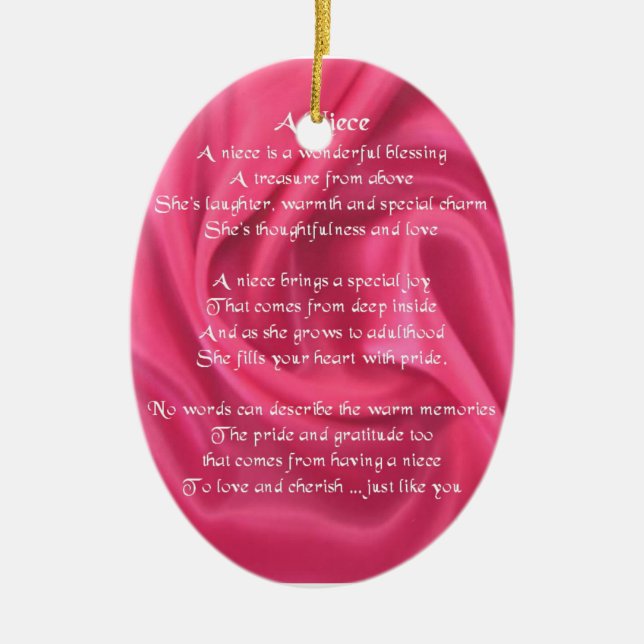 Pink - Niece Poem Ceramic Tree Decoration (Front)