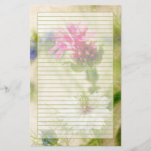 Pink Nigella Flower Photography Victorian Lined Stationery