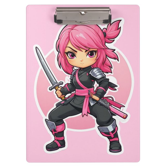 Pink Ninja Girl Clipboard (Front)