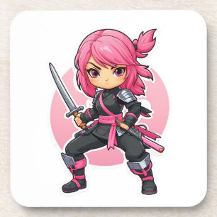 Pink Ninja Girl Coaster