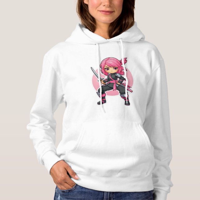 Pink Ninja Girl Hoodie (Front)