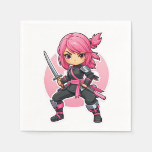 Pink Ninja Girl Napkin
