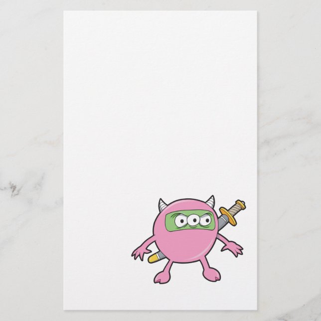 pink ninja monster stationery (Front)