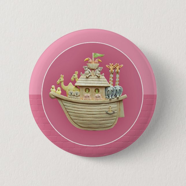 Pink Noah's Ark 6 Cm Round Badge (Front)