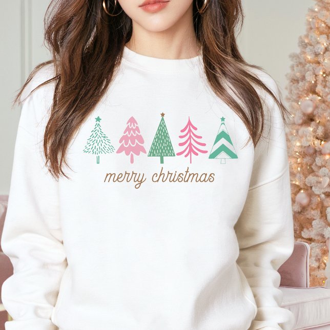 PINK NOEL Boho Christmas Tree Merry Christmas Cute Sweatshirt (Creator Uploaded)