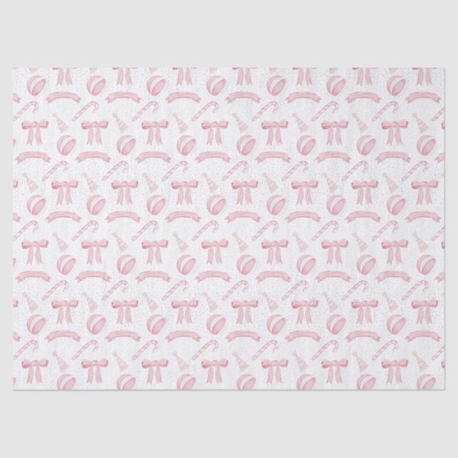Pink Noel candy Xmas no background customise  Tissue Paper (Front)