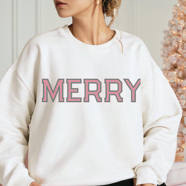 PINK NOEL Merry Christmas Custom Text Cute Sweatshirt (Creator Uploaded)