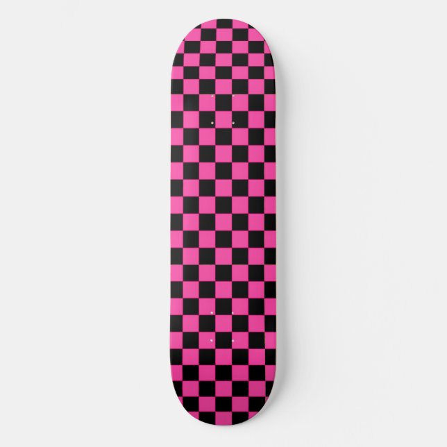 Pink Noir Chequerboard Skateboard Deck (Front)