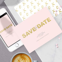 Pink Non Photo Wedding Save The Date Invitations,