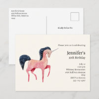 Pink Nordic Unicorn with Black Mane Birthday