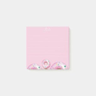 pink note sheet with watercolor doughnuts