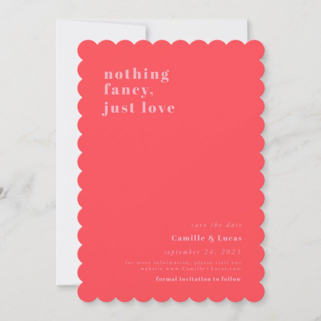 Pink Nothing fancy just love retro Wedding  Invitation (Front)