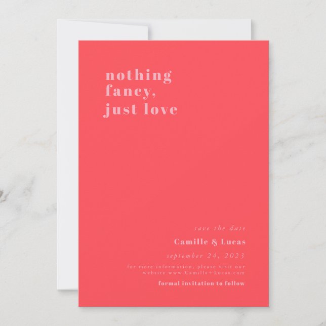 Pink Nothing fancy just love retro Wedding  Invitation (Front)