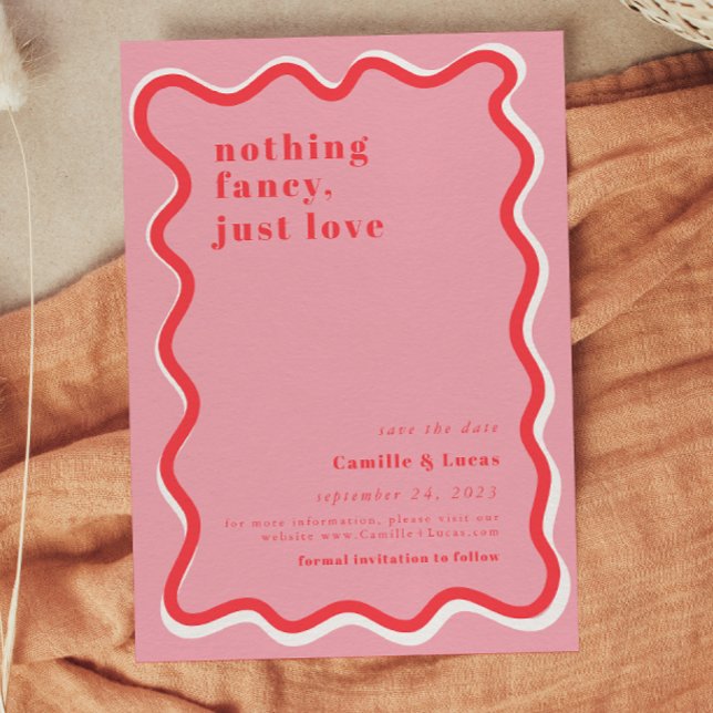 Pink Nothing fancy just love retro Wedding  Invitation (Creator Uploaded)