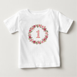 Pink Number 1 Gold Border Elegant Design Baby T-Shirt