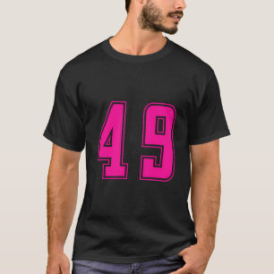 Pink Number 49 Team Junior Sports Numbered Uniform T-Shirt