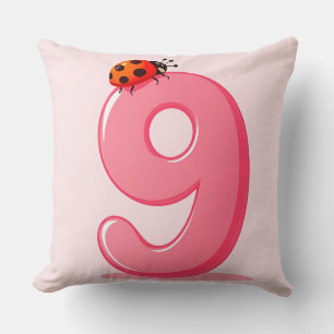 Pink Number nine with Ladybug Cushion