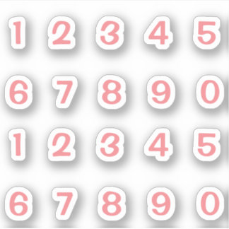 Pink numbers sticker