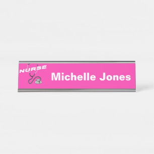 PINK Nurse Desk Accessories Desk Name Plate