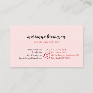 pink Nurse Doctor Hospital Business Card