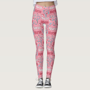 Pink Nurse Life Seamless Pattern (1) Leggings