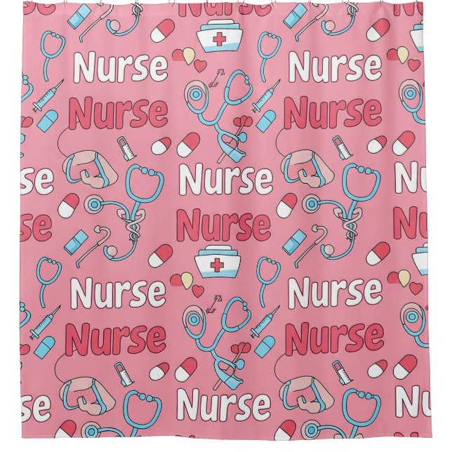 Pink Nurse Life Seamless Pattern (1) Shower Curtain (Front)